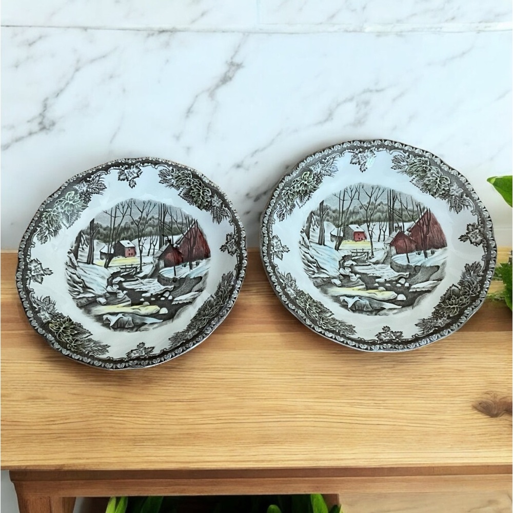 Johnson Brothers Friendly Village The Ice House Set of 2 Saucers 5.5”